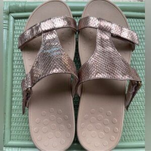 Vionic Ellie Women's Shoes 10 Bronze/Tan Wedge Slide Sandals TVW5489